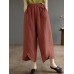 Solid Asymmetrical Hem Pocket Wide Leg Crop Pants