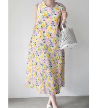 Calico Sleeveless Round Neck Print Dress