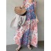 Leisure Calico Ruffle V Neck Maxi Dress